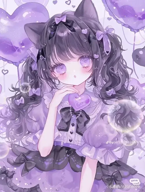 115 Ảnh Chibi Nữ Màu Tím Cute cho người mê phong cách kẹo ngọt