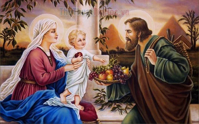 Hình ảnh gia đình Thánh Gia hiện lên với vẻ đẹp thiêng liêng và tràn đầy ý nghĩa.