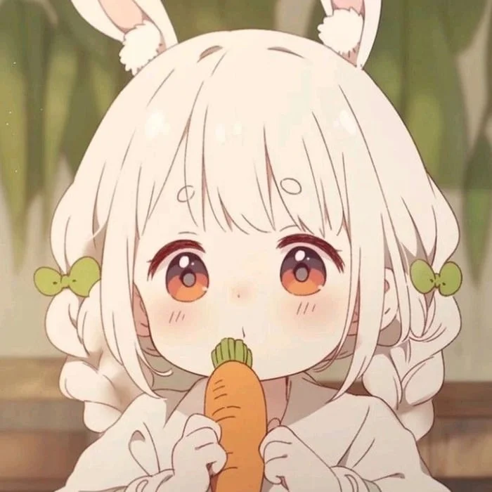 Ảnh đại diện anime bé gái tai thỏ ăn cà rốt dễ thương