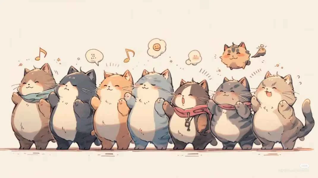 Hình nền iPad cute với dàn mèo béo ú vui nhộn
