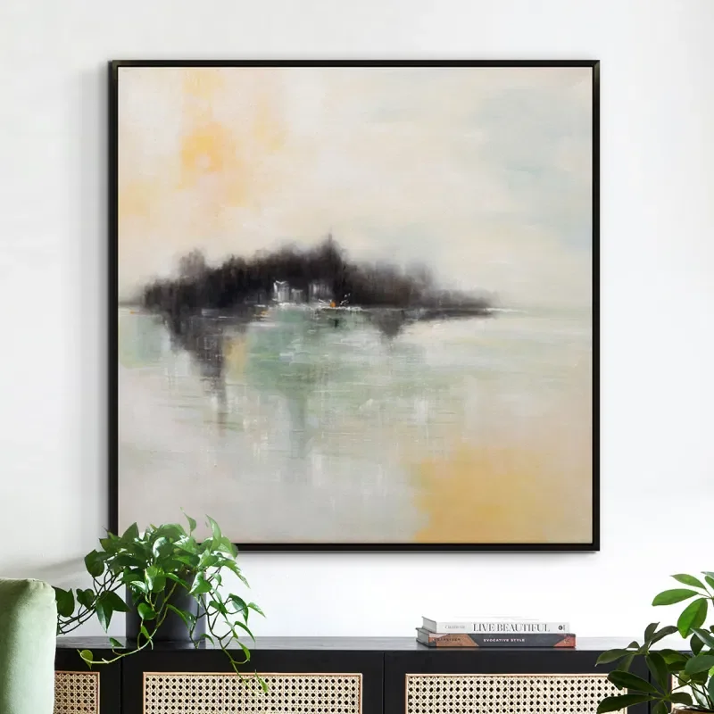 Abstract - Tranh sơn dầu trừu tượng hiện đại màu trung tính