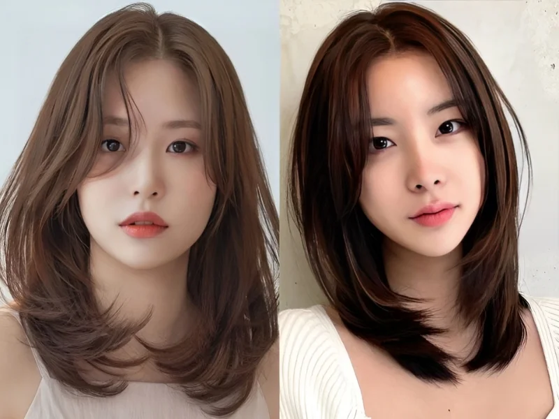 tóc ngắn uốn cụp rẽ mái
