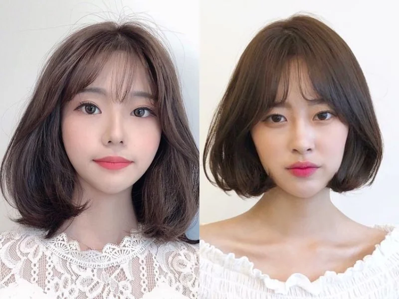 tóc ngắn uốn cụp tầng mái thưa