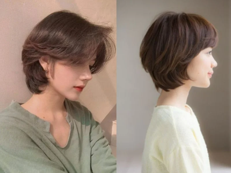 tóc bob uốn cụp ôm gáy