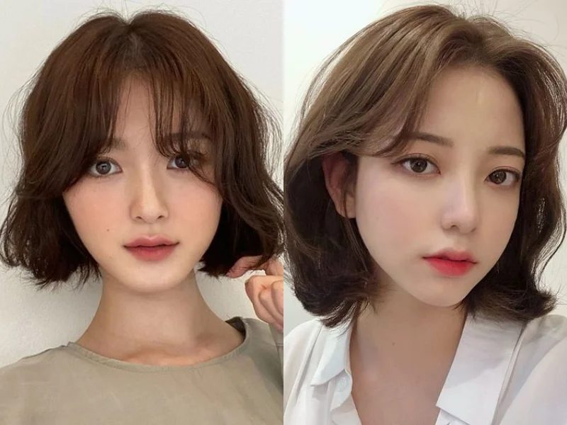 tóc ngắn uốn cụp xoăn