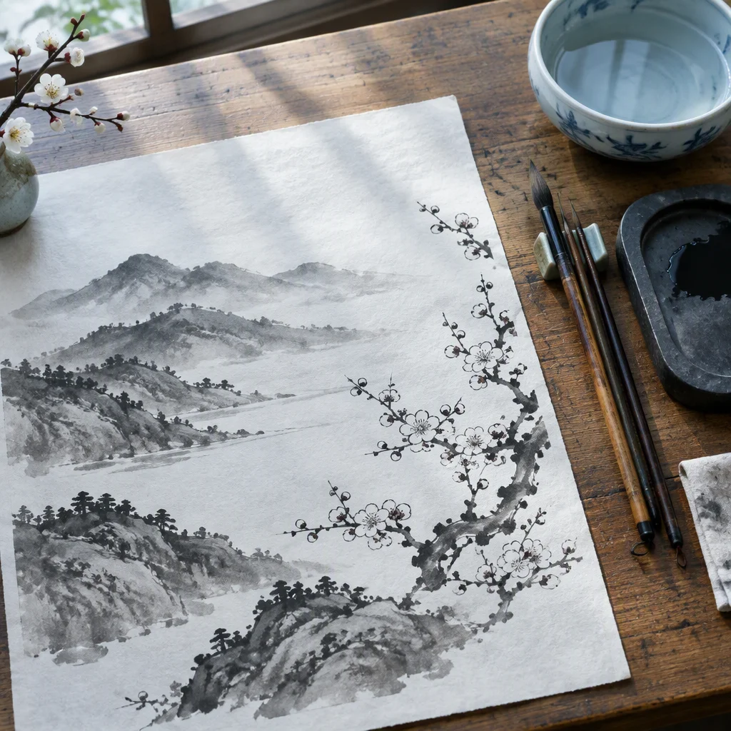 tranh thủy mặc: gợi ý số 30