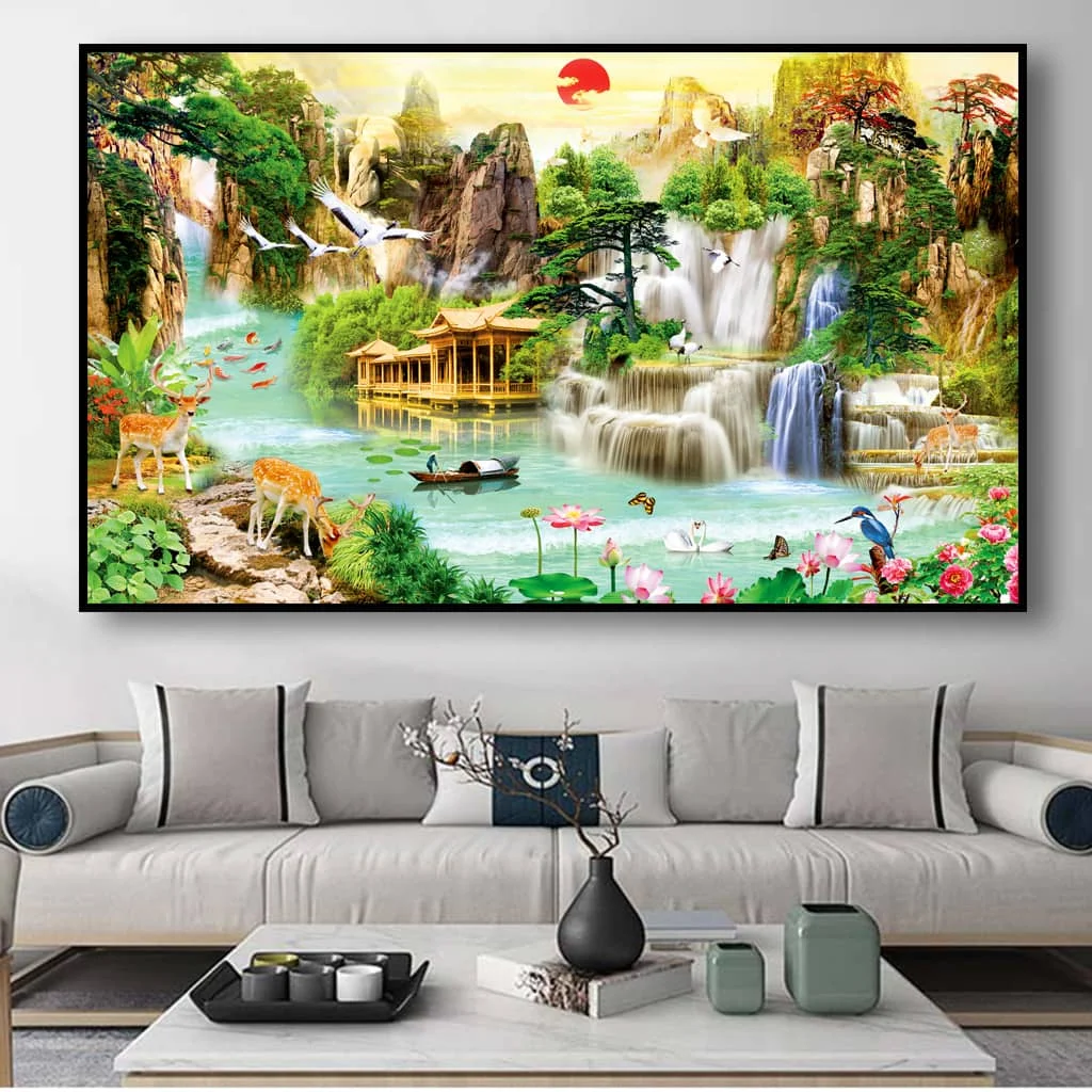 Tranh treo tường phong cảnh núi non hữu tình