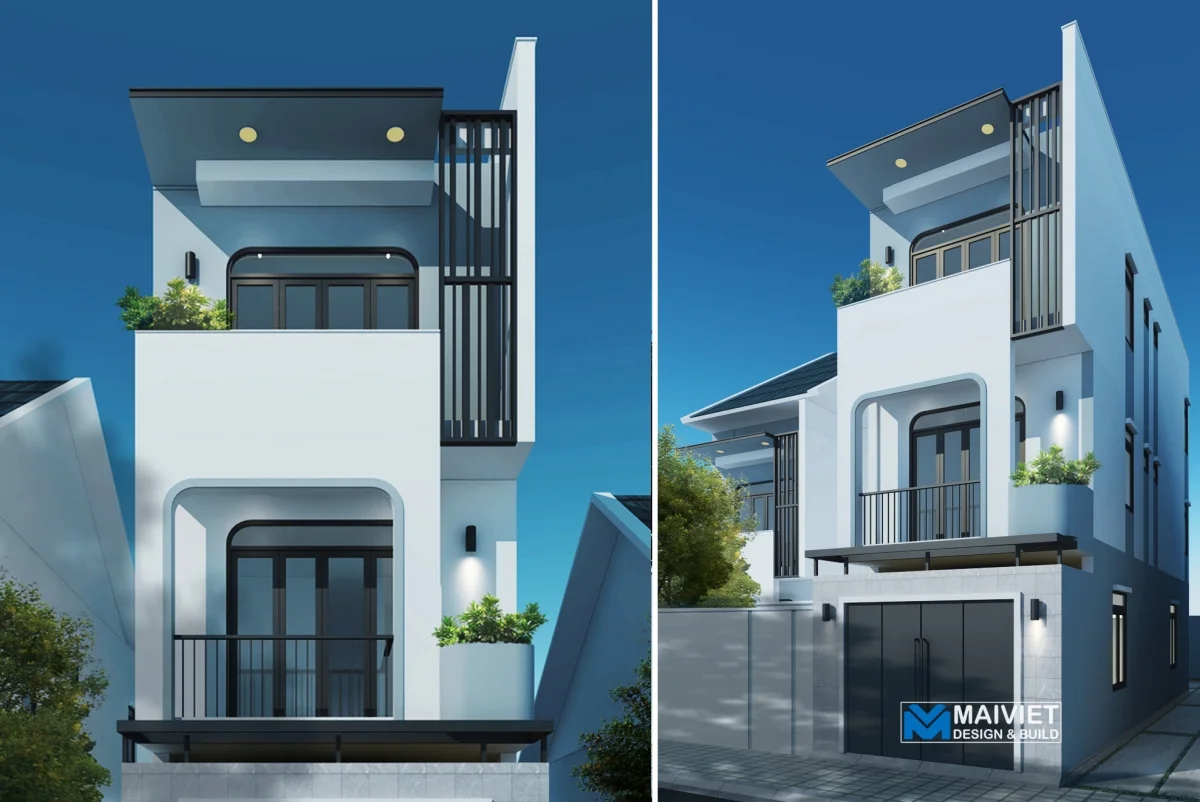 Mẫu nhà phố hiện đại 3 tầng 3 phòng ngủ kích thước 4.5m x 13m , Kiến trúc Mai Việt