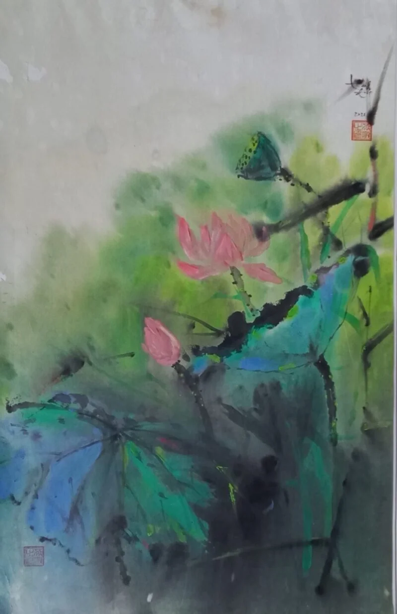 Tranh thủy mặc Sen, 55x90 cm