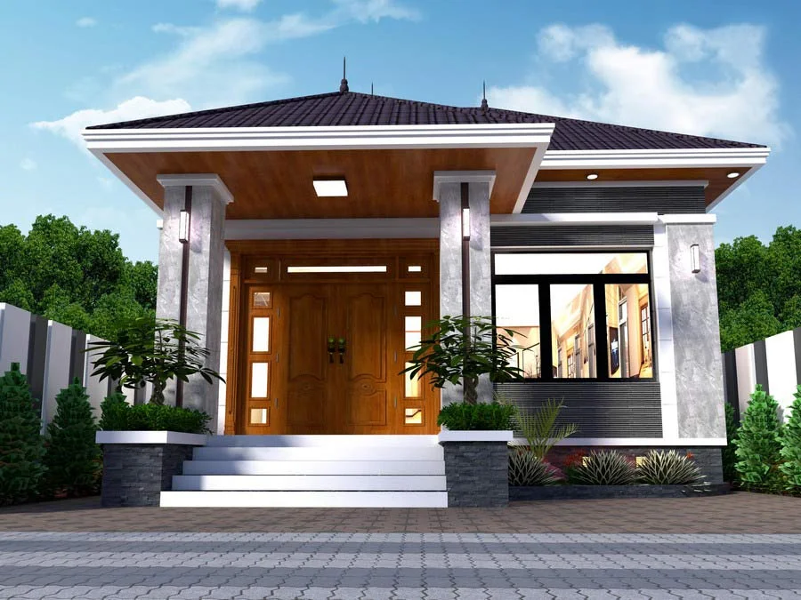 Mẫu nhà cấp 4 mái Nhật 2 phòng ngủ