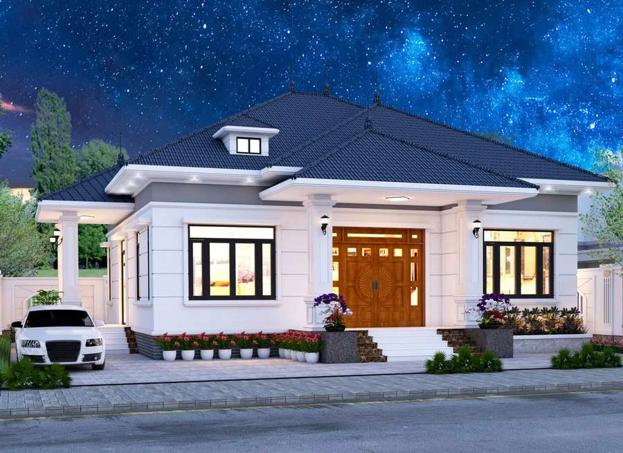 Mẫu nhà cấp 4 mái Nhật 4 phòng ngủ