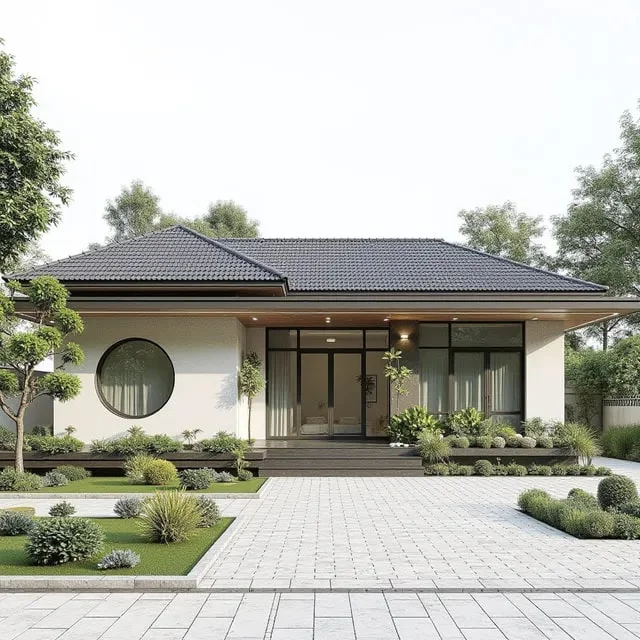 Mẫu nhà mái nhật 1 tầng thiết kế tối giản