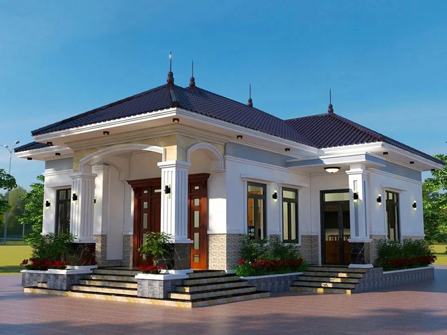 Mẫu nhà cấp 4 mái Nhật chữ L