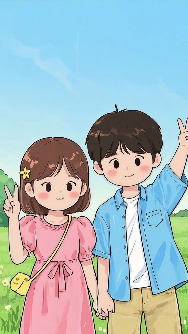 ảnh nền tình yêu điện thoại chibi dễ thương