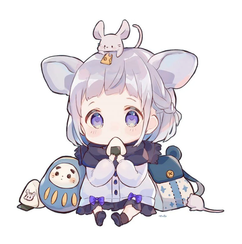 cô bé chibi đội mũ chuột dễ thương làm avatar