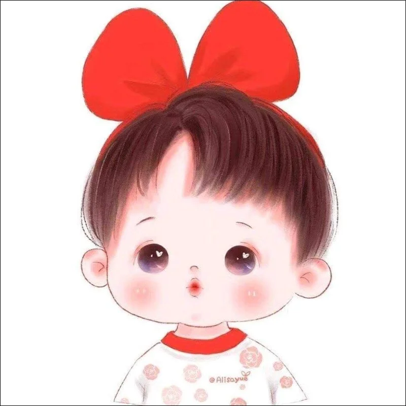avatar dễ thương hình bé gái thắt nơ đỏ