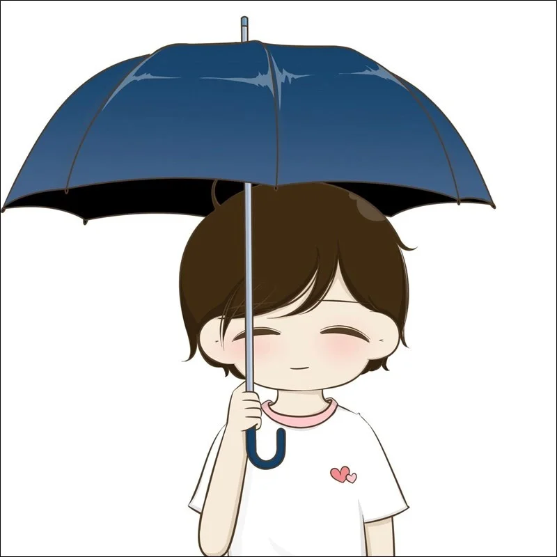 avatar chibi cậu bé che ô dễ thương