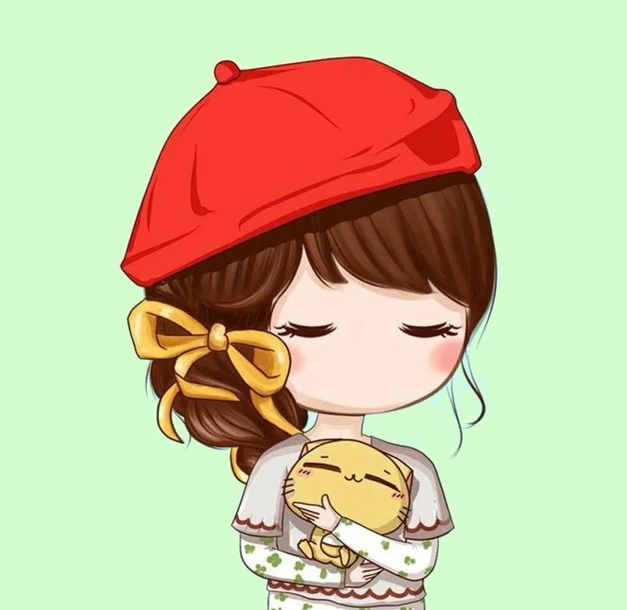 Ảnh avatar dễ thương cô gái đội mũ nồi ôm mèo